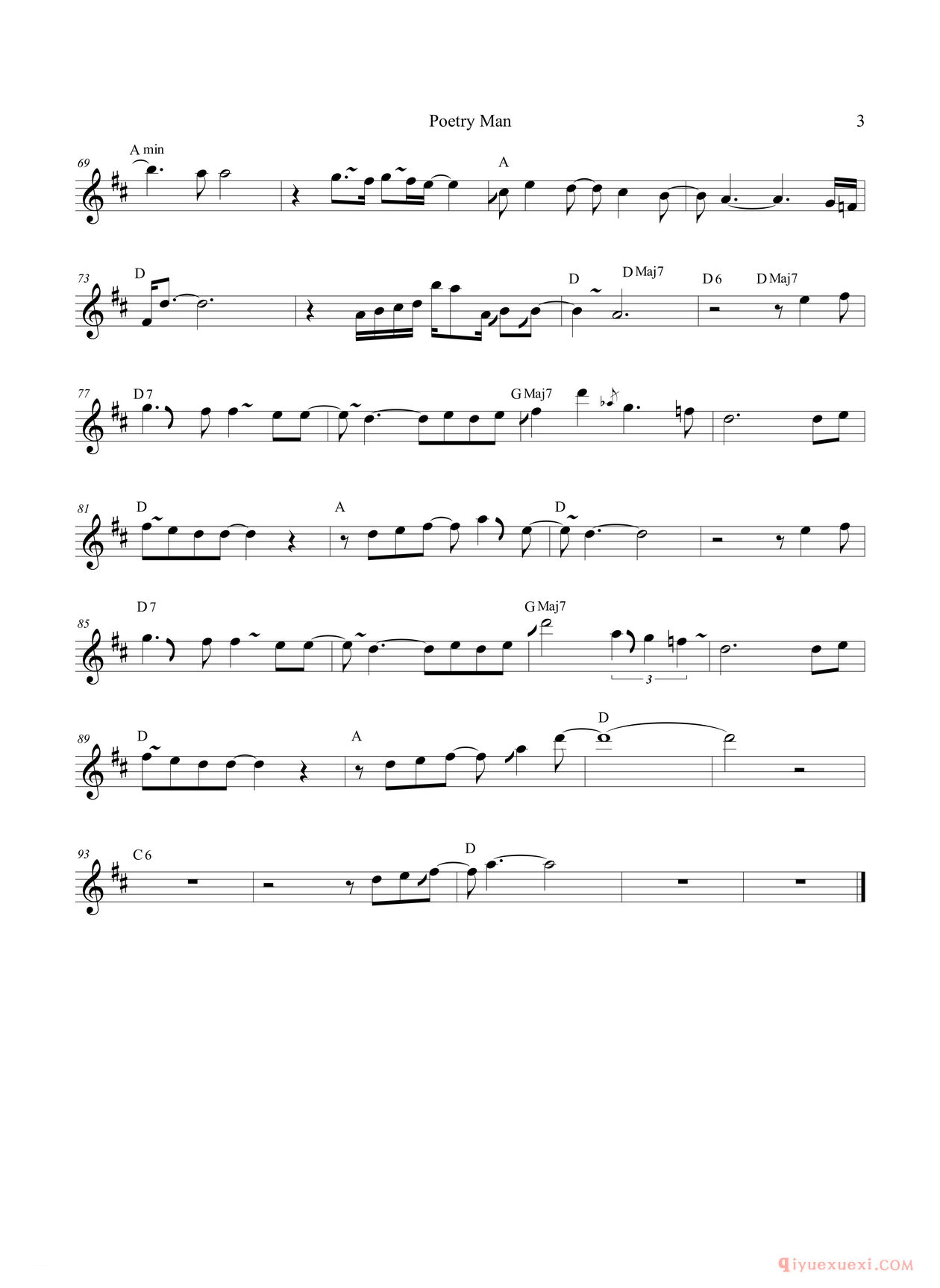 萨克斯谱《Poetry Man 高音萨克斯-次中音萨克斯》五线谱