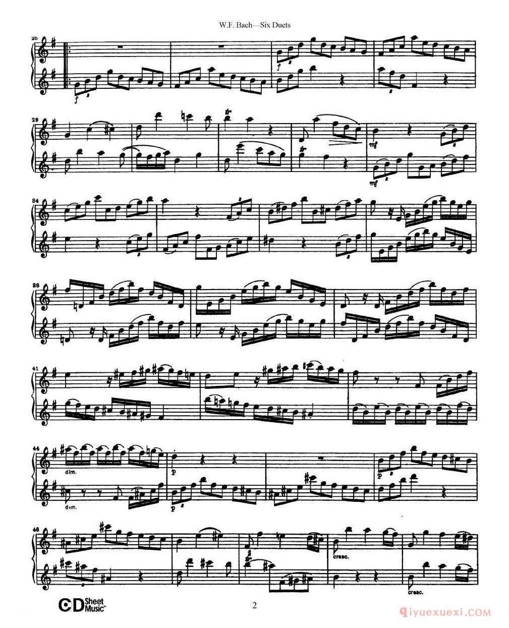 萨克斯谱《Six Duets 6首二重奏1》五线谱