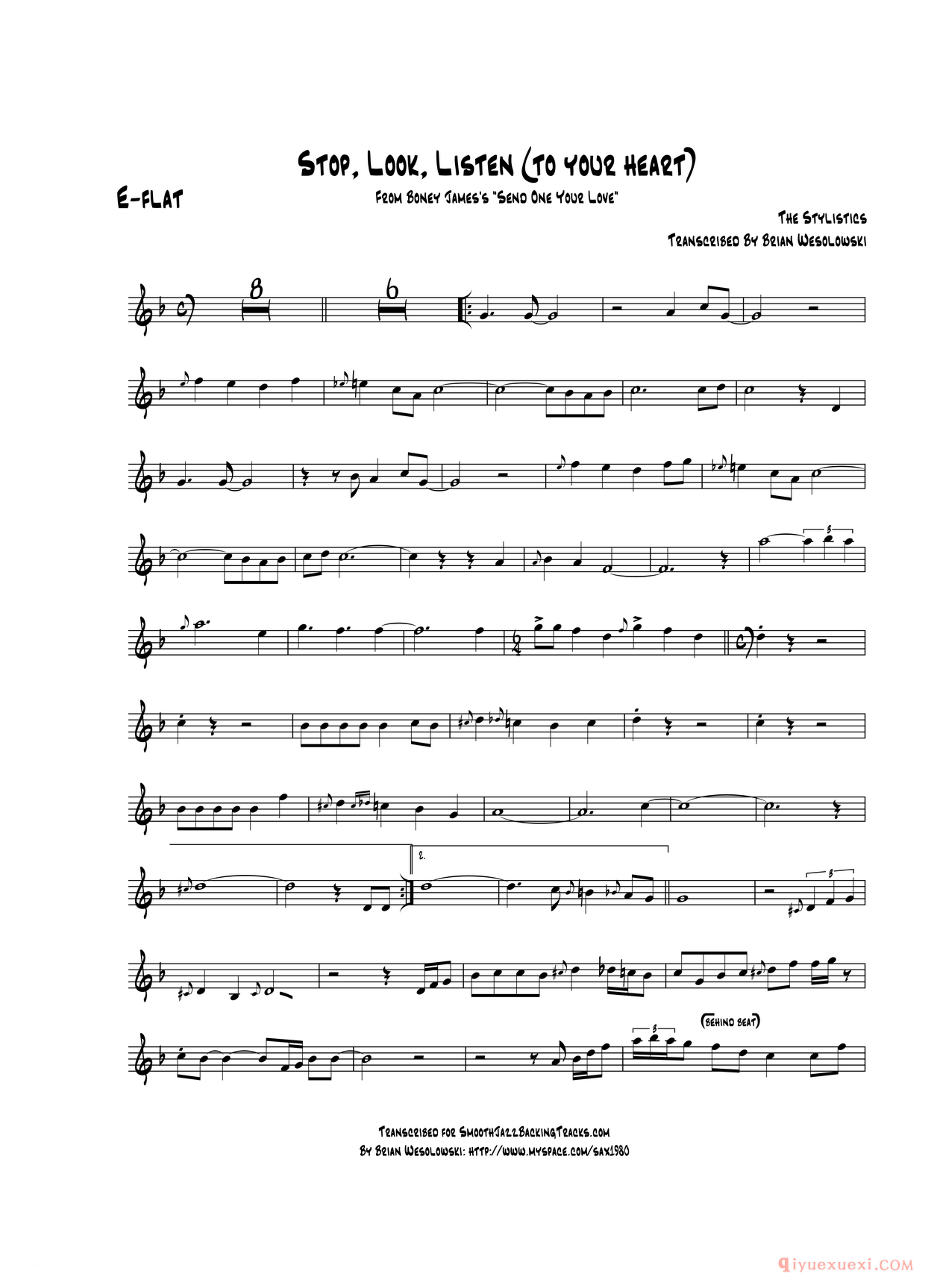 萨克斯谱《Stop Look Listen 中音萨克斯》五线谱