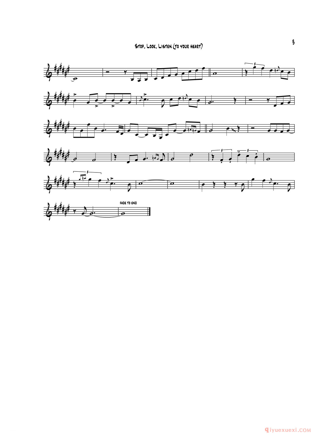 萨克斯谱《Stop Look Listen 中音萨克斯》五线谱