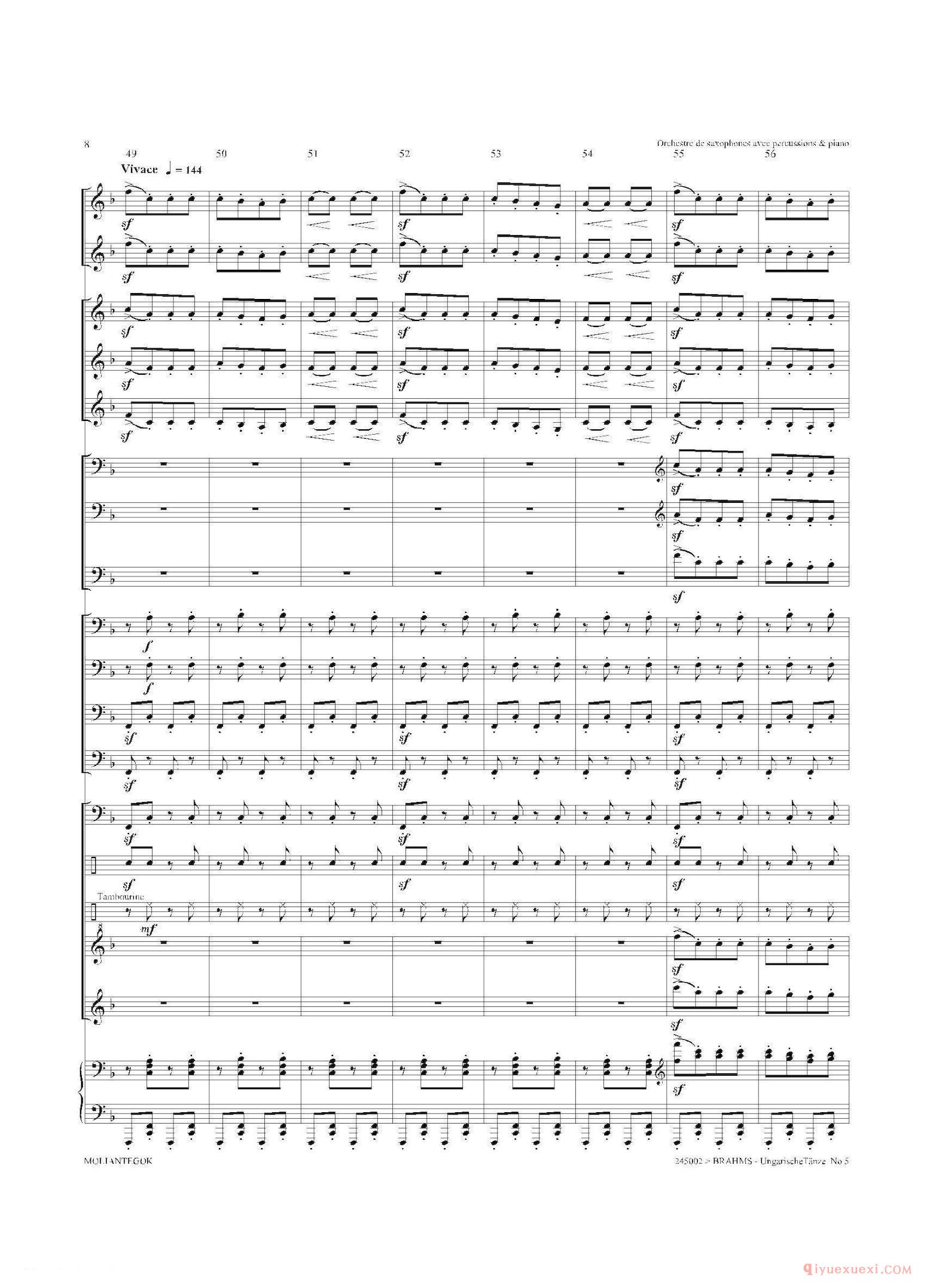 Ungarische Tnze No 5（十五重奏总谱）