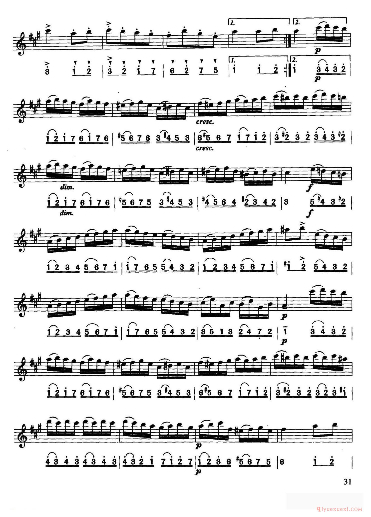 萨克斯谱[土耳其进行曲]莫扎特作曲版、线简谱对照版