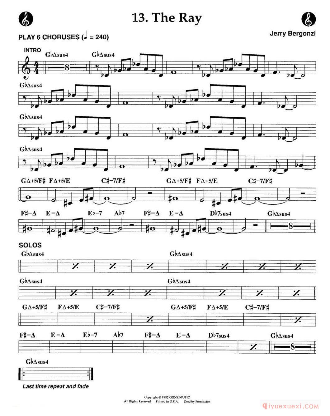 萨克斯谱[The Ray]五线谱