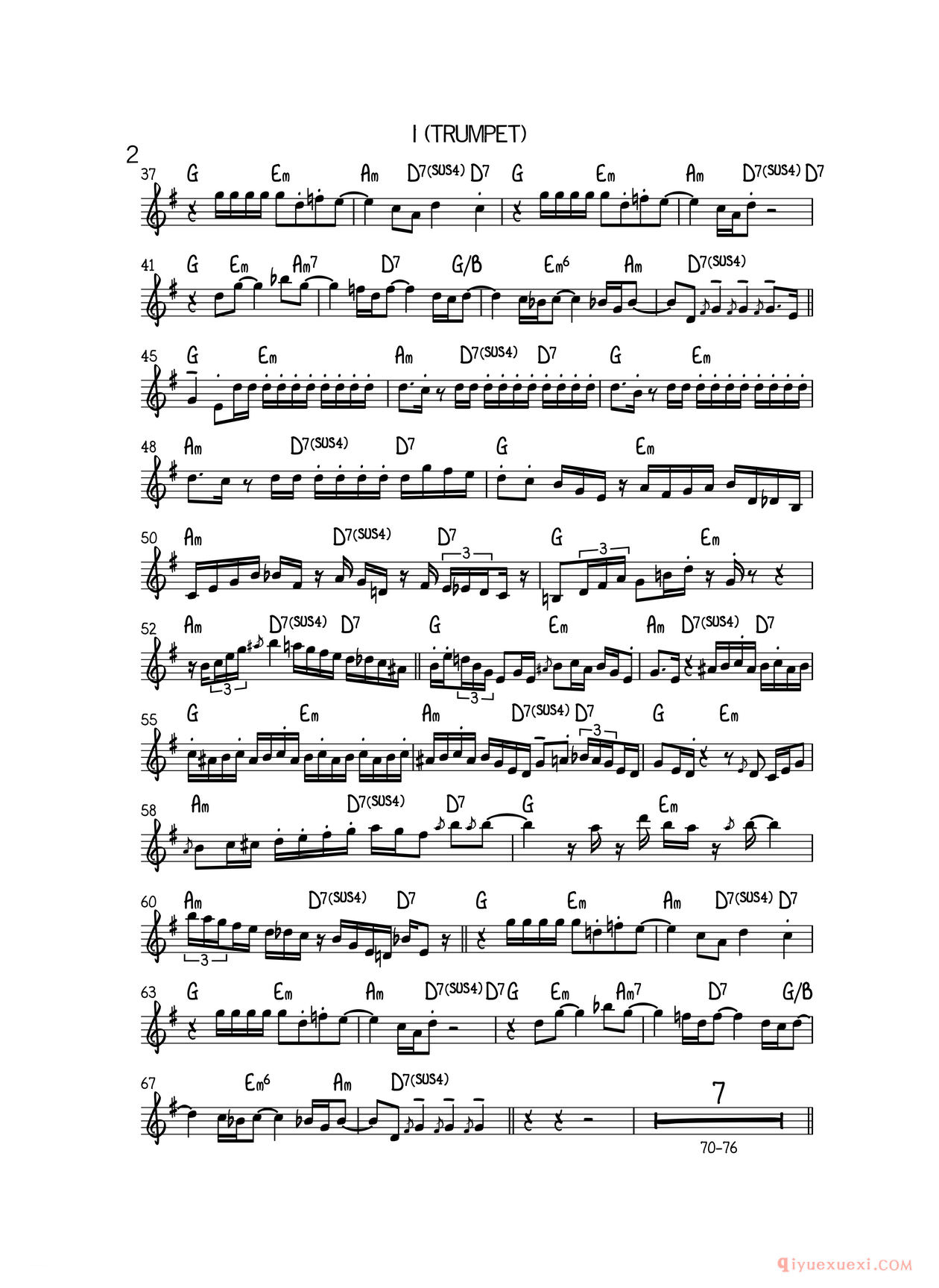 萨克斯乐谱[GrazinIn The Grass（I TRUMPET）]