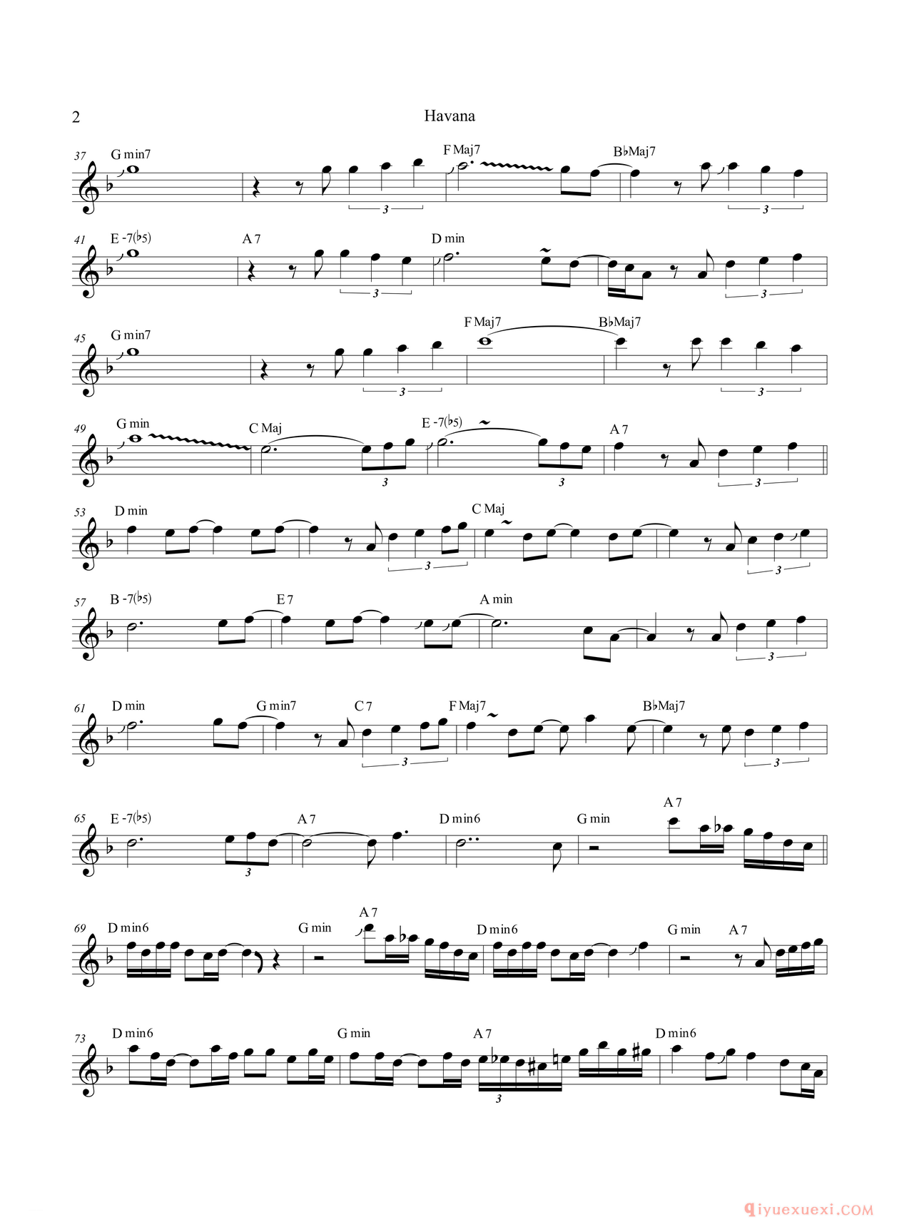 萨克斯乐谱[Havana 高音萨克斯 次中音萨克斯 8vb]