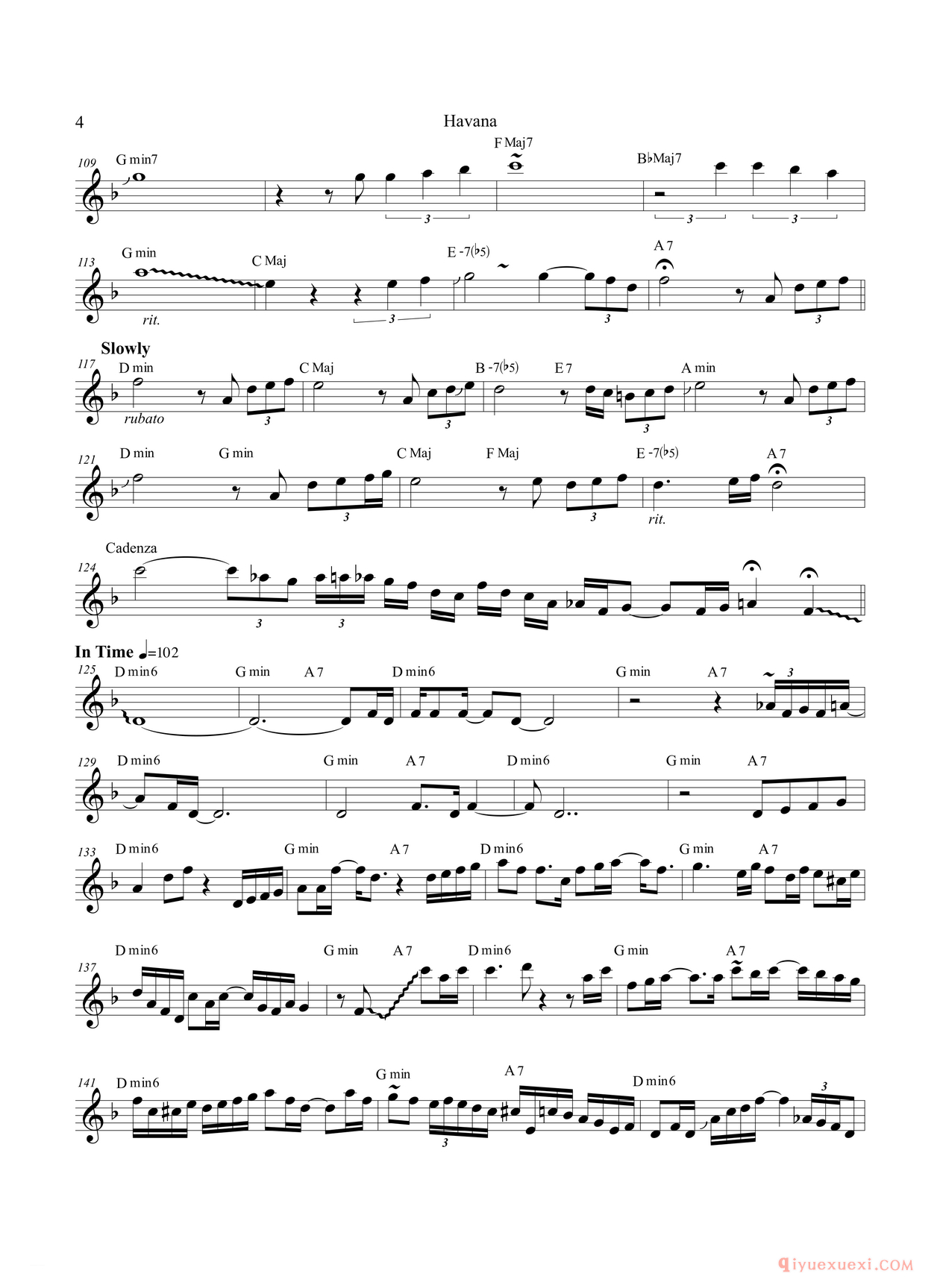 萨克斯乐谱[Havana 高音萨克斯 次中音萨克斯 8vb]