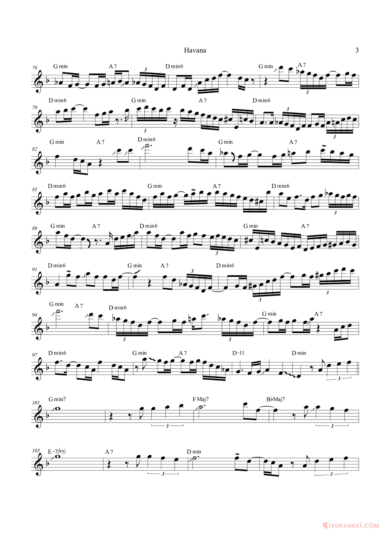 萨克斯乐谱[Havana 高音萨克斯 次中音萨克斯 8vb]