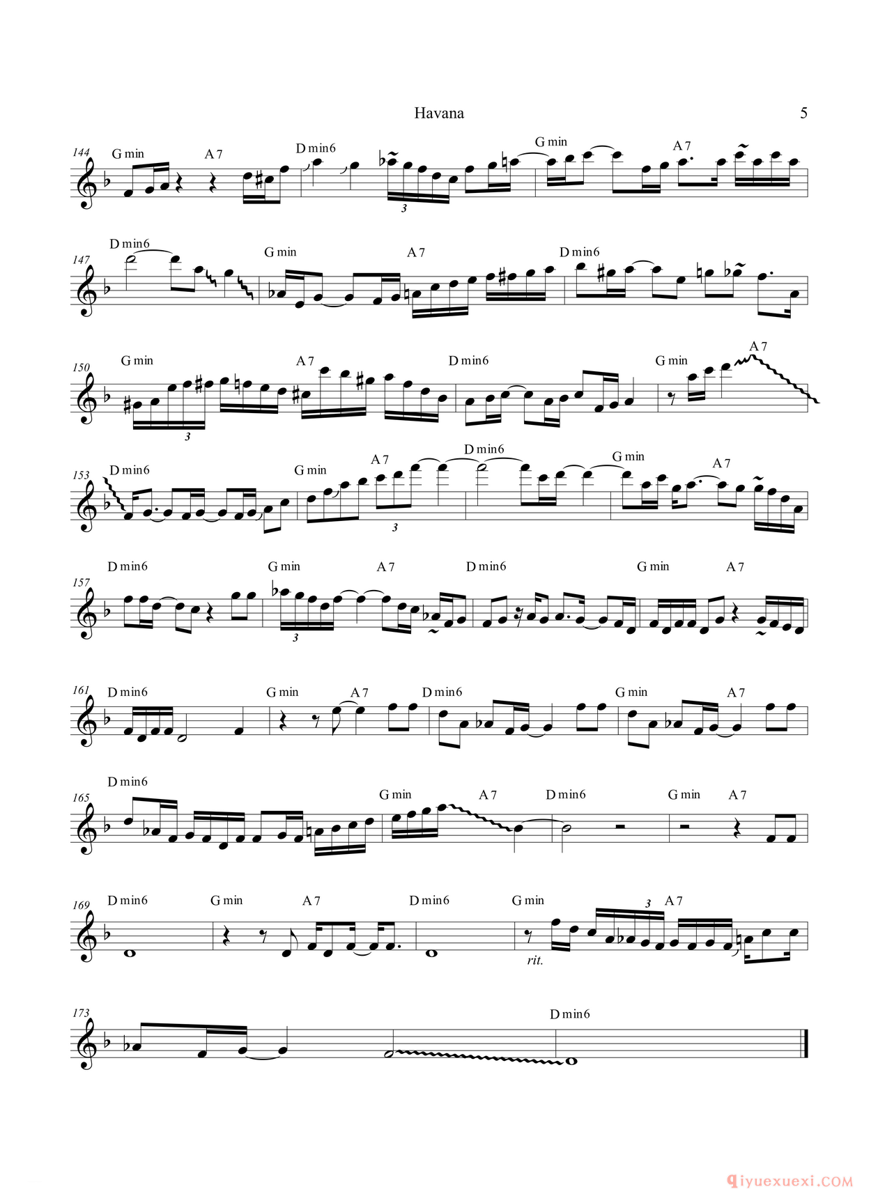 萨克斯乐谱[Havana 高音萨克斯 次中音萨克斯 8vb]