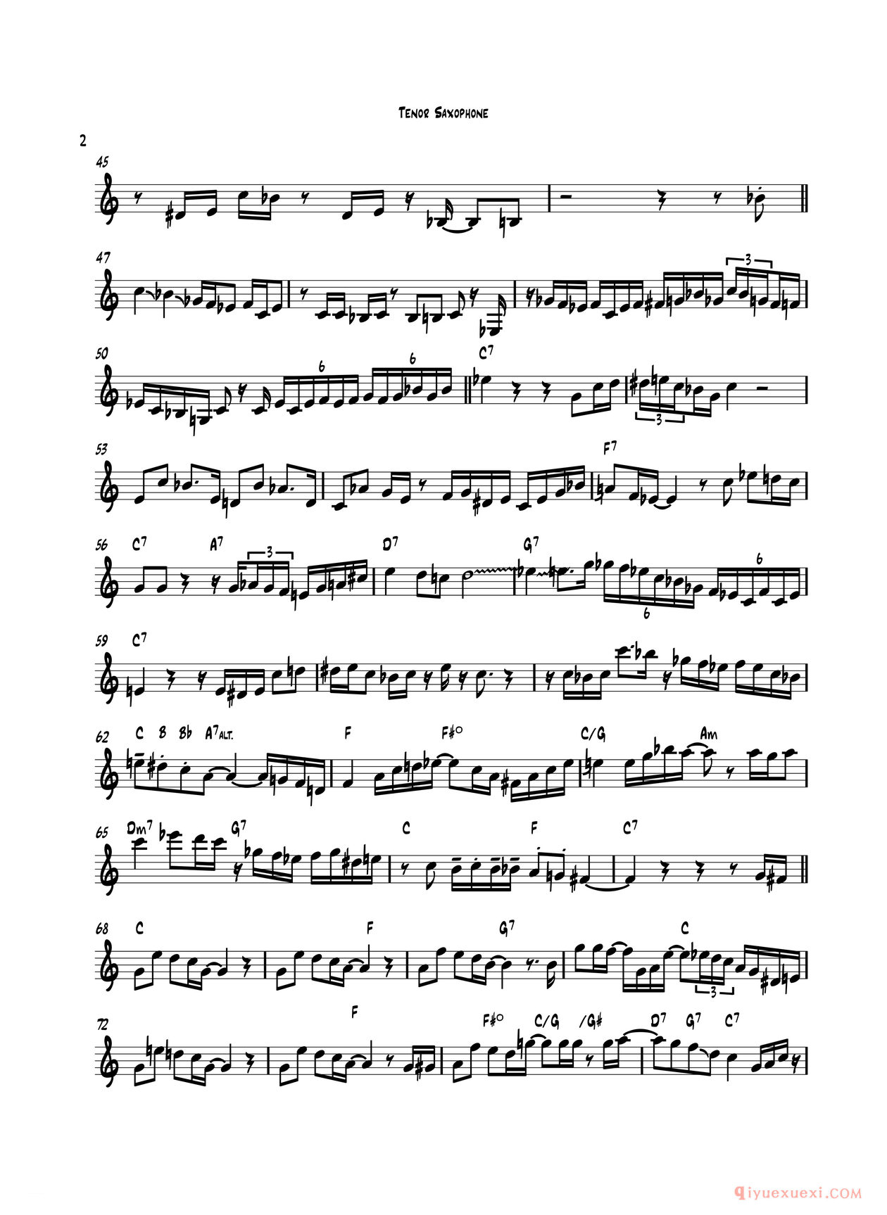 萨克斯乐谱[Jingle Bells 次中音萨克斯]