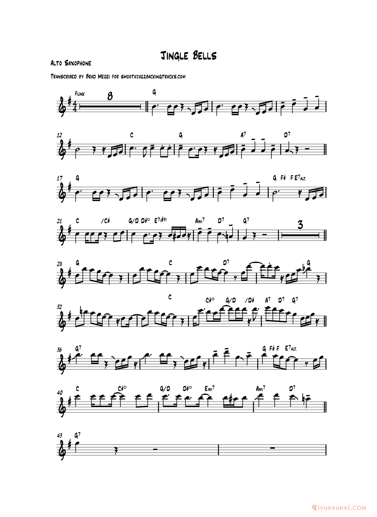 萨克斯乐谱[Jingle Bells 中音萨克斯]