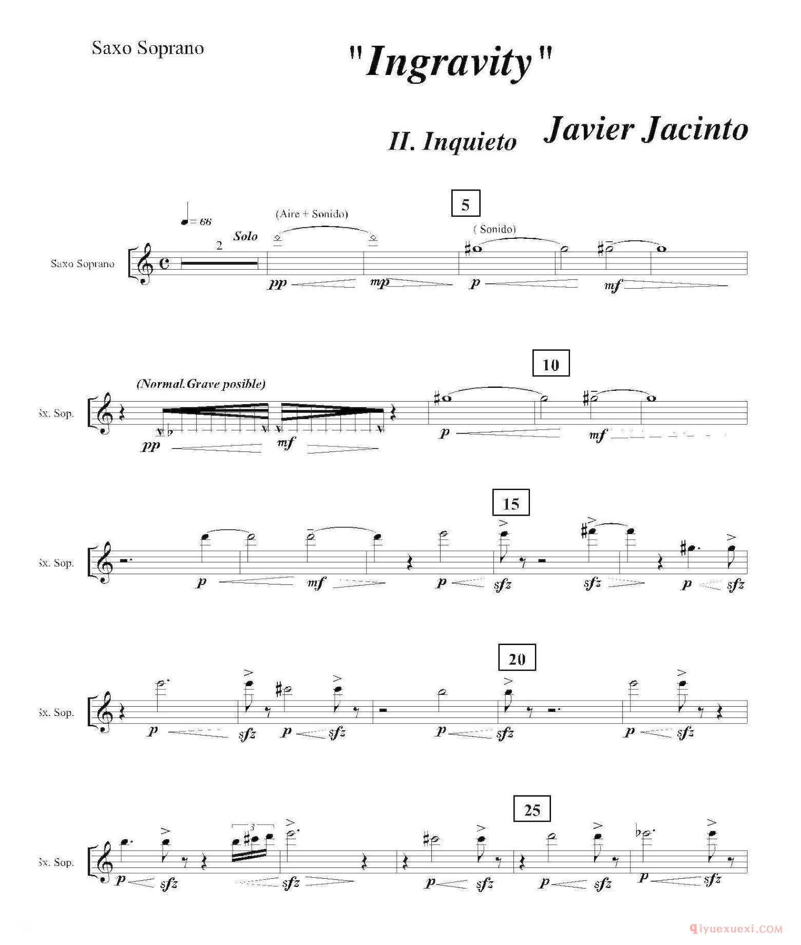 Ingravity（第一乐章）Saxo 萨克斯分谱