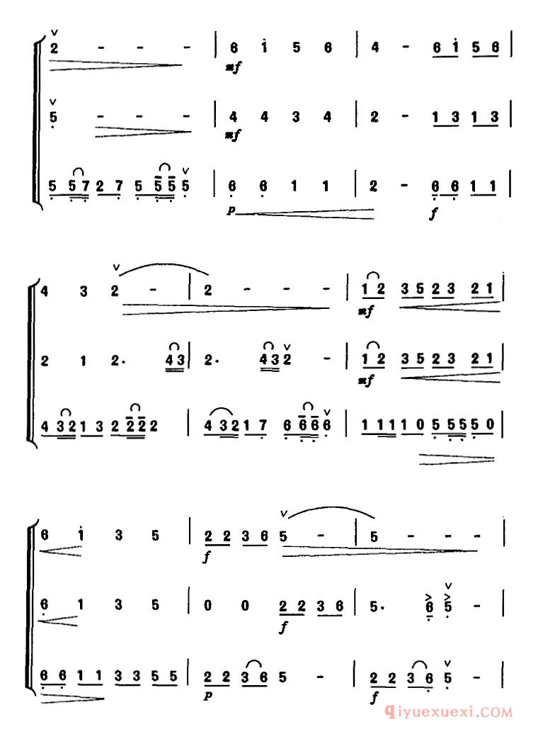 二胡简谱[长夜曲/又名：夜]二胡三重奏