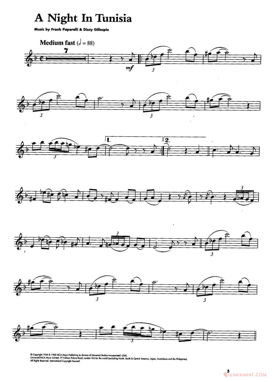 A Night In Tunisia（次中音萨克斯）