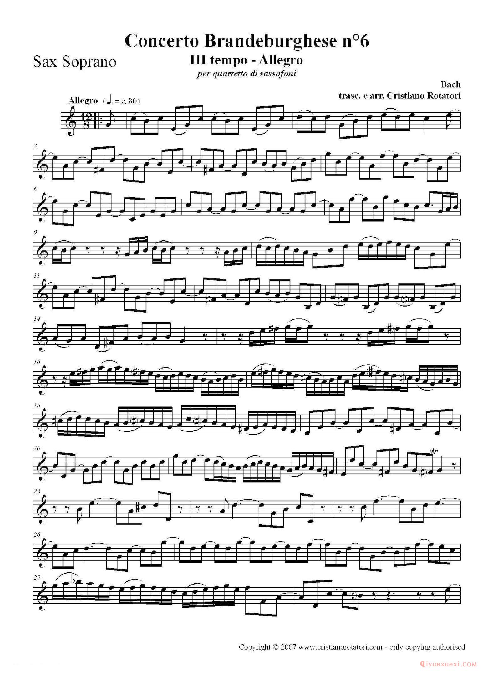 Concerto Brandeburghese(高音萨克斯)