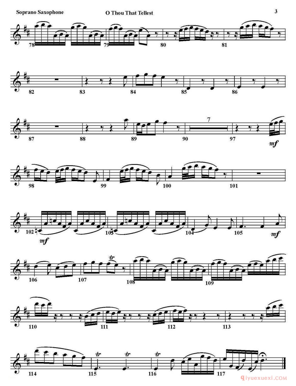 O THOU THAT TELLEST GOOD TIDINGS TO ZION(四重奏·高音萨克斯分谱)