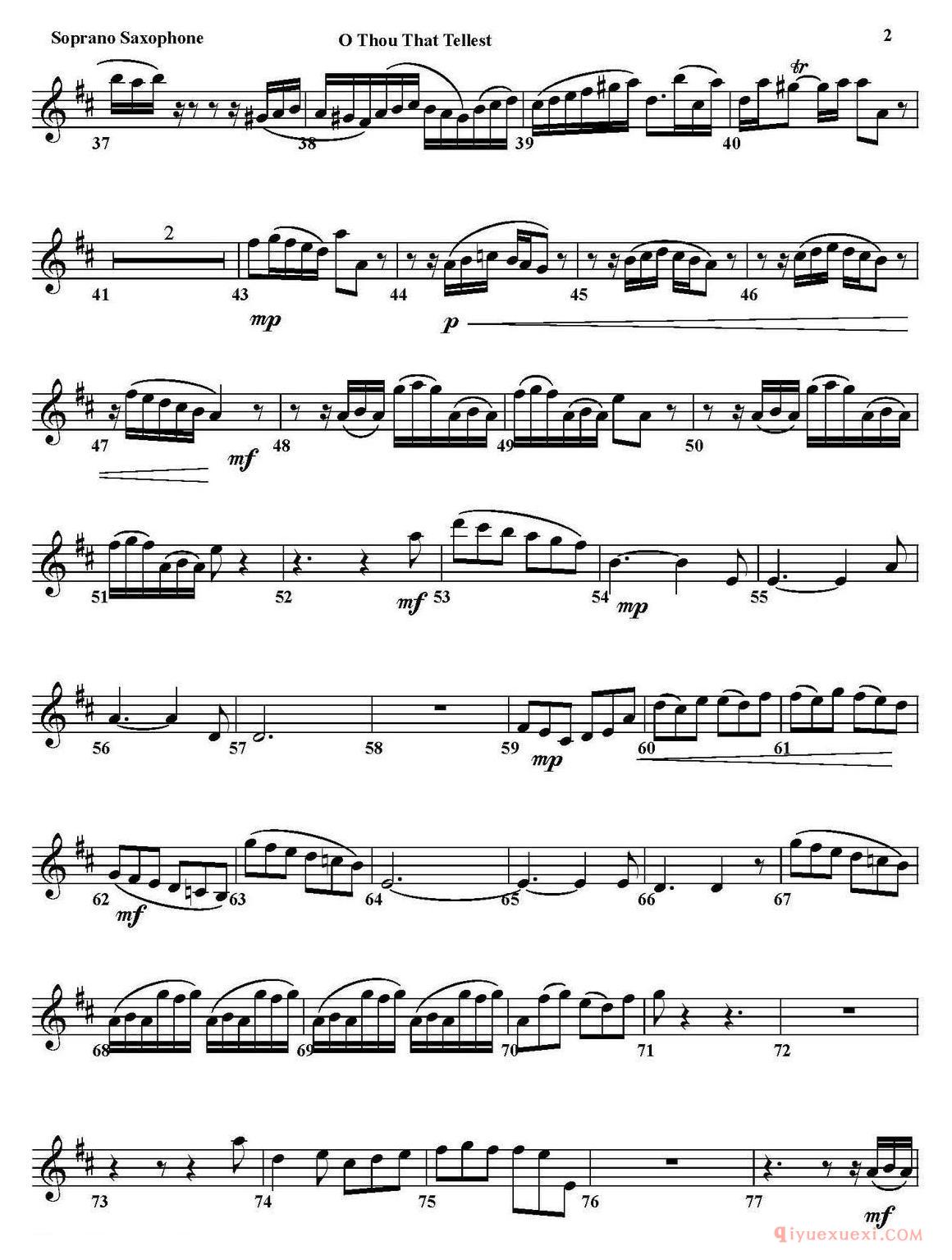 O THOU THAT TELLEST GOOD TIDINGS TO ZION(四重奏·高音萨克斯分谱)