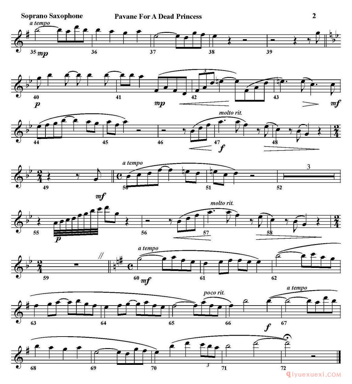 PAVANE FOR A DEAD PRINCESS(四重奏·高音萨克斯分谱)