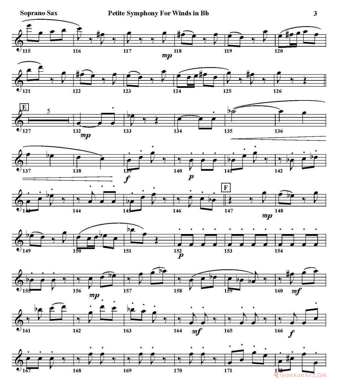 Petite Symphony For Winds in Bb(四重奏·高音萨克斯分谱)