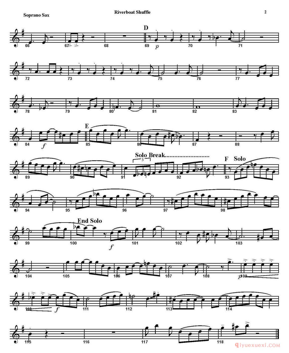 RIVERBOAT SHUFFLE(四重奏·高音萨克斯分谱)