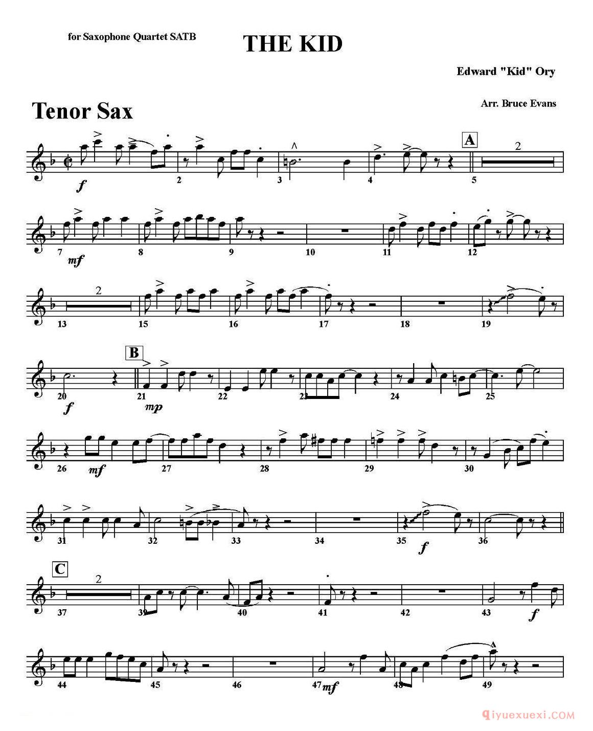 萨克斯谱[THE KID]四重奏