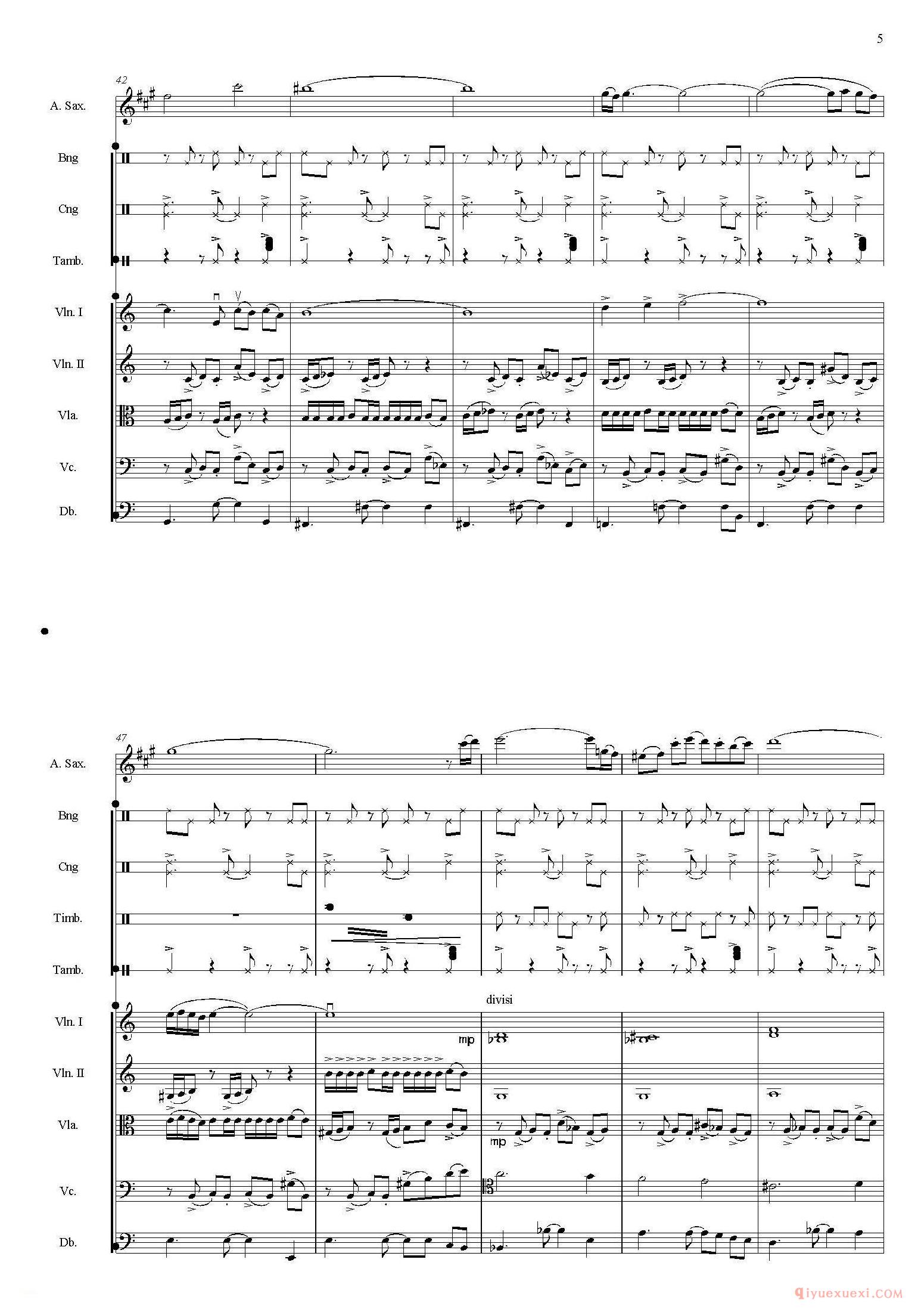 Libertango(自由探戈)中音萨克斯+弦乐队伴奏总谱