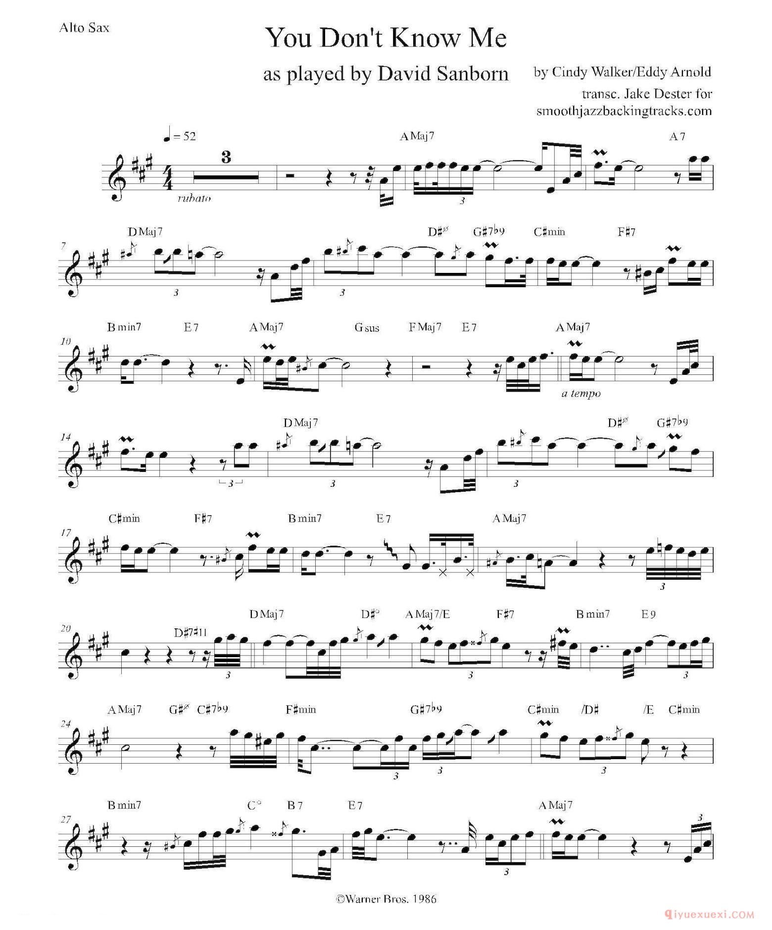 中音萨克斯谱[You Don't Know Me]