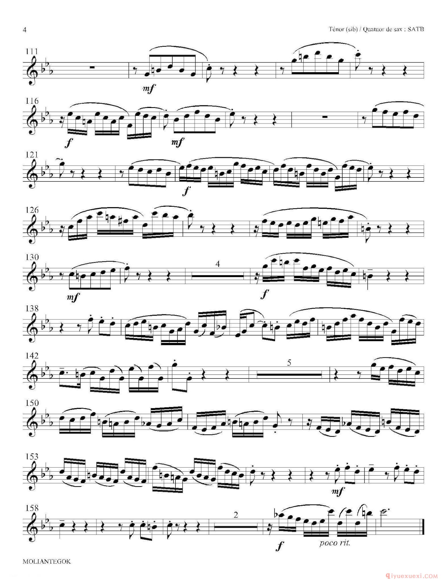 法国组曲之二·前奏曲[Suite anglaise No 2,BWV 807]次中音萨克斯分谱