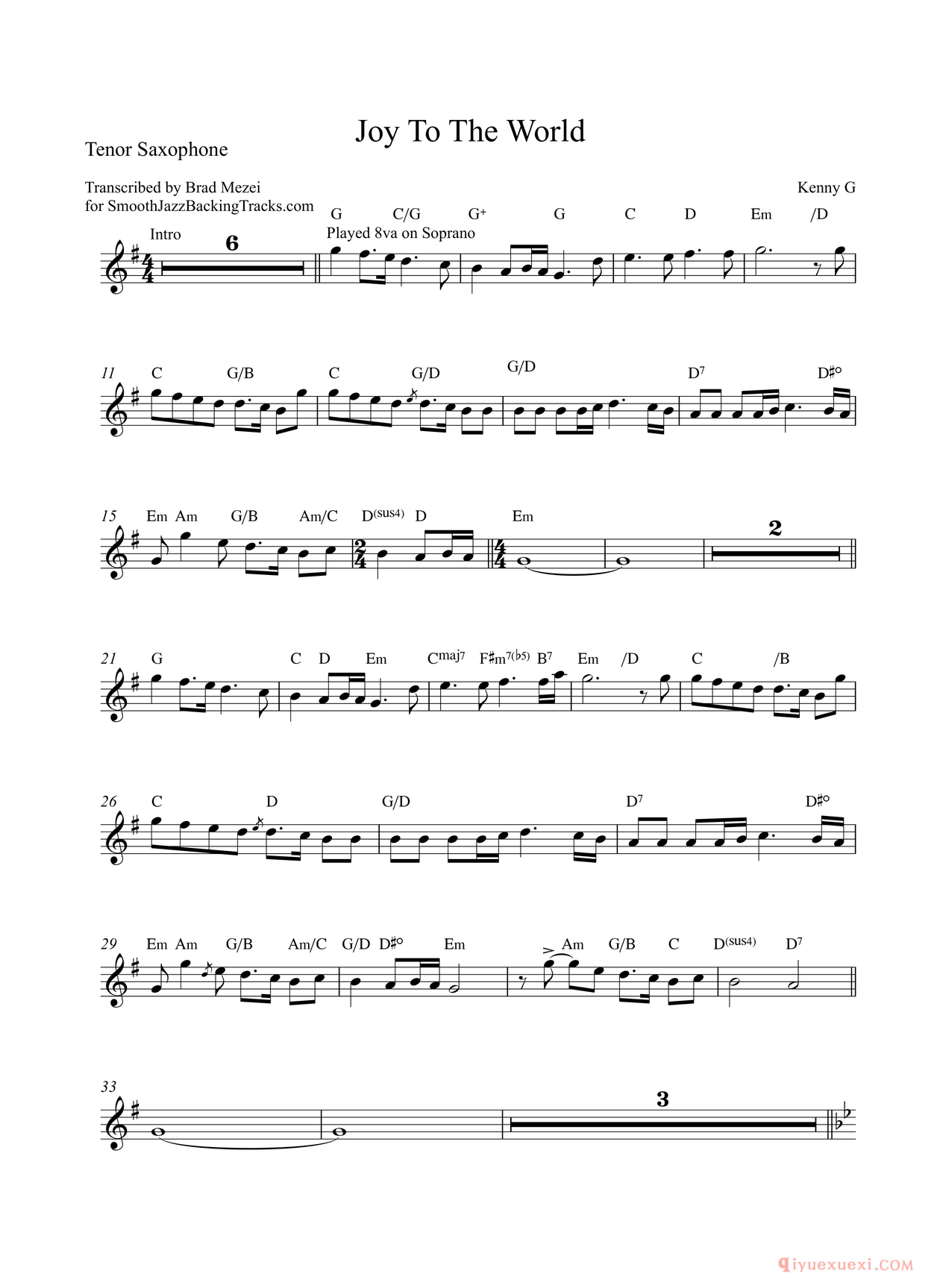 次中音萨克斯[Joy To The World]