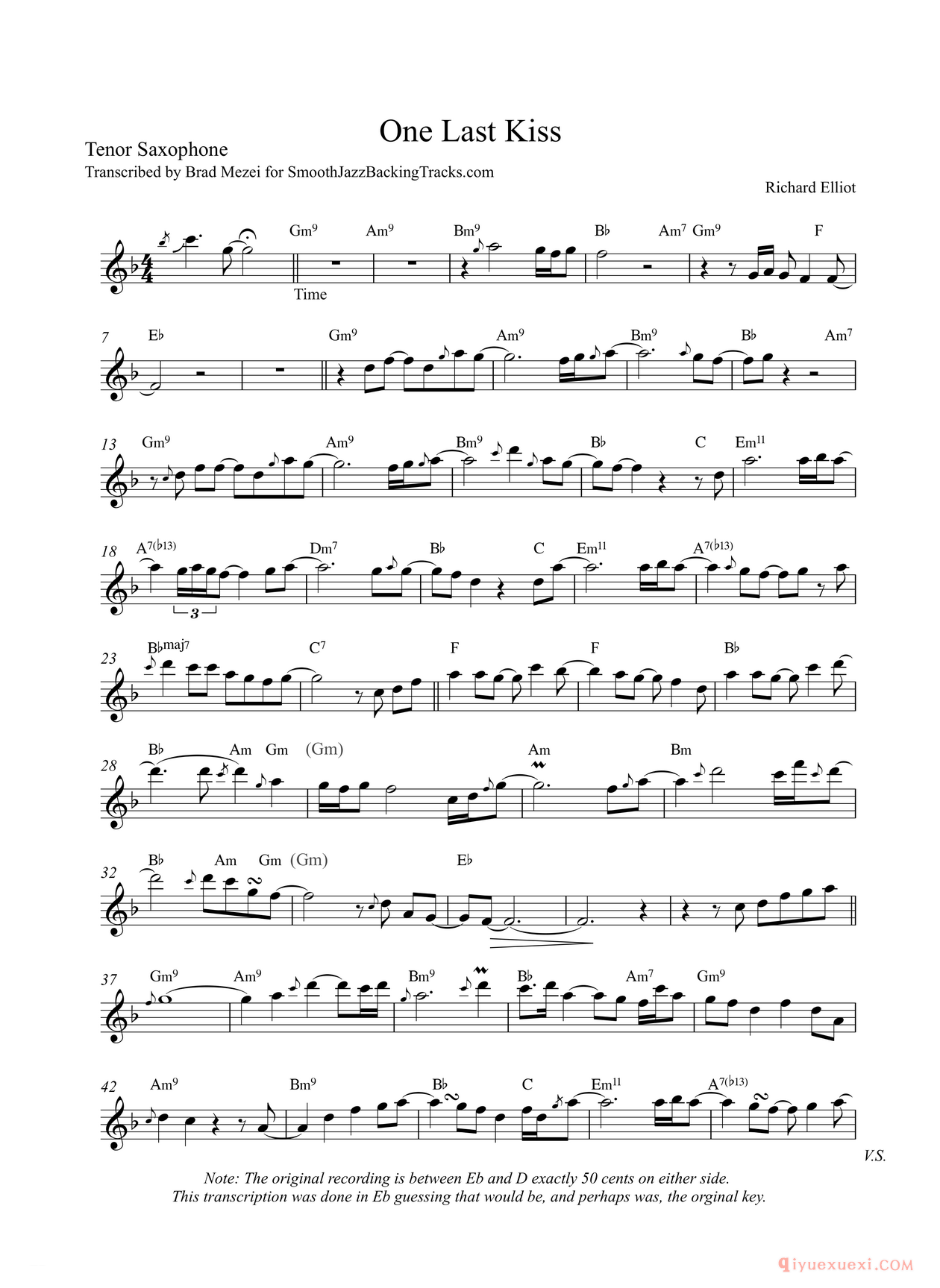 次中音萨克斯[One Last Kiss]