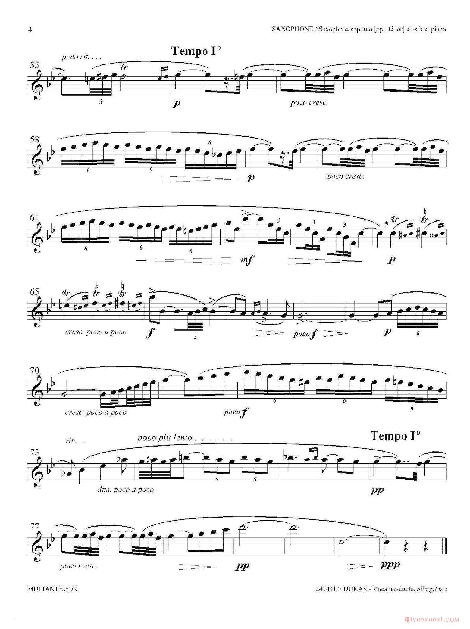 高音萨克斯[P·杜卡斯：练声曲]