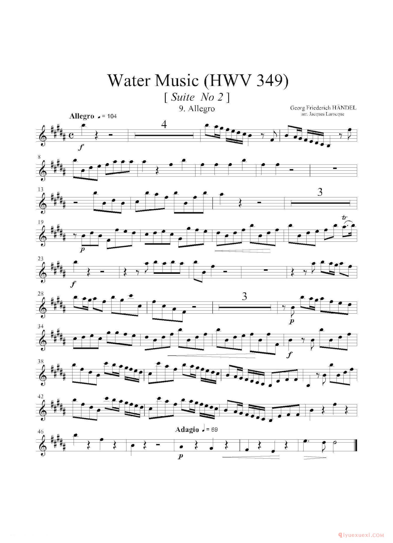第一上低音萨克斯[Water Music/HWV.349 No.2]