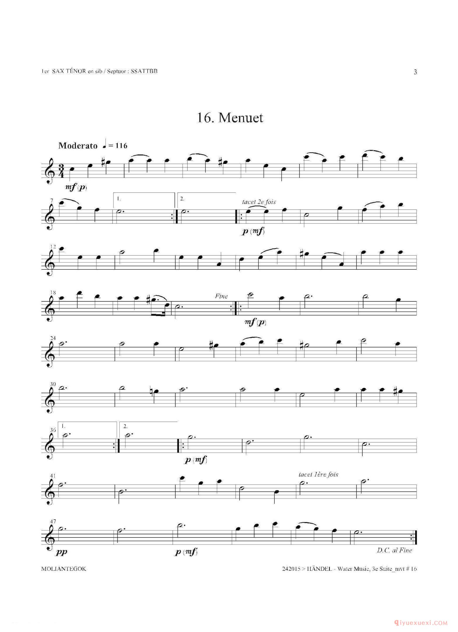 第一次中音萨克斯[Water Music/HWV.350 No.3]