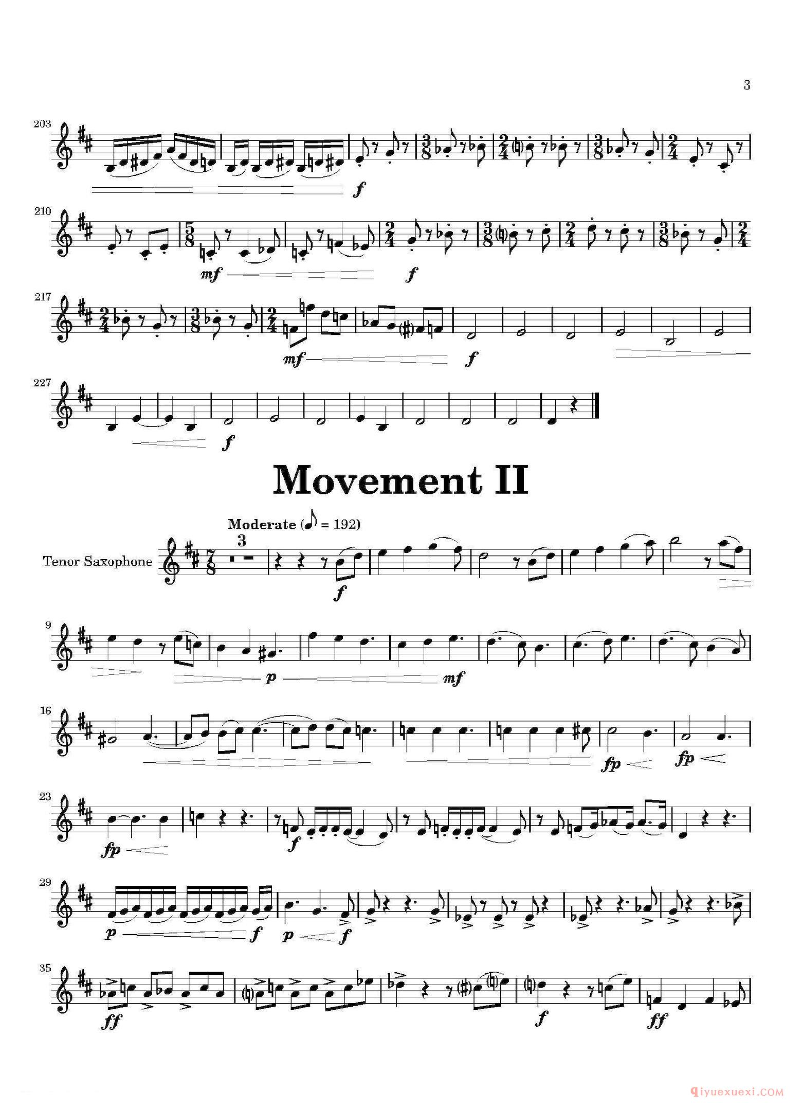 四重奏次中音萨克斯分谱[Movement]