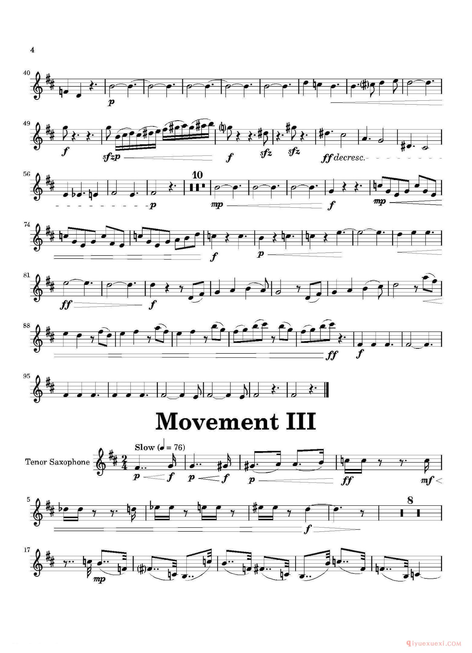 四重奏次中音萨克斯分谱[Movement]