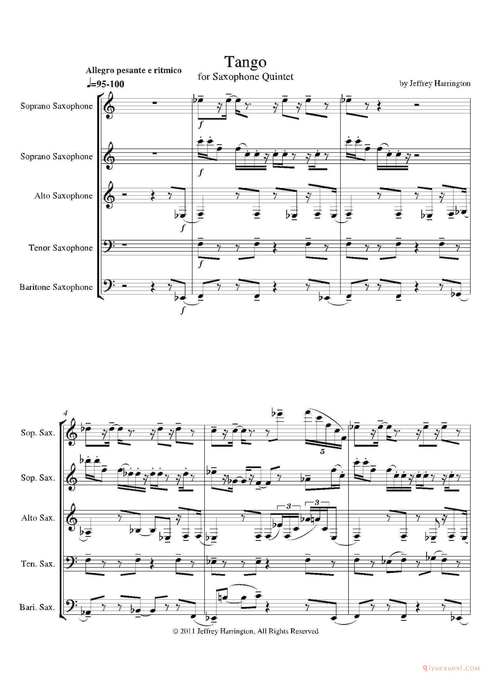 萨克斯谱[Tango]合奏总谱