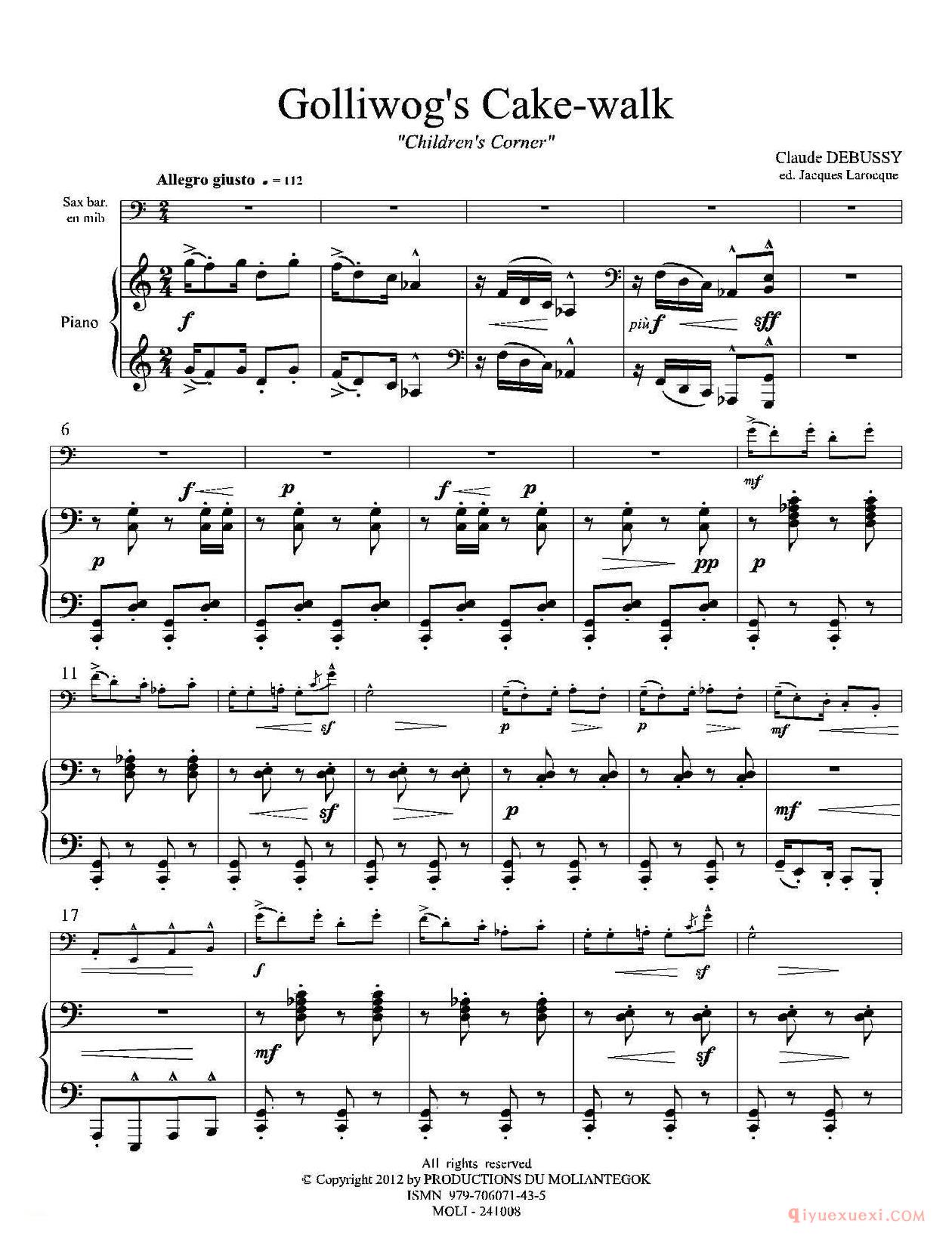 萨克斯谱[木偶步态舞]上低音萨克斯+钢琴伴奏