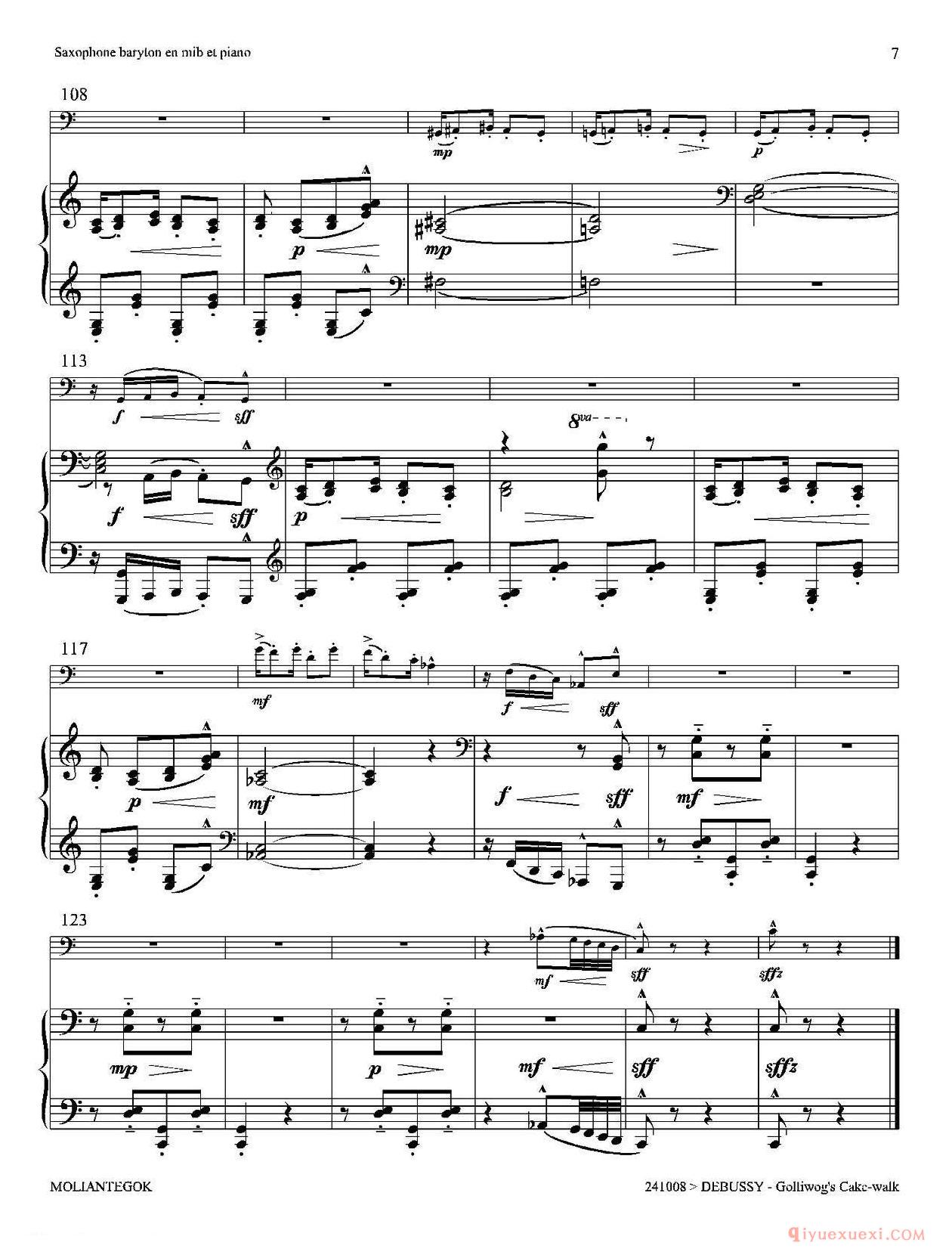 萨克斯谱[木偶步态舞]上低音萨克斯+钢琴伴奏