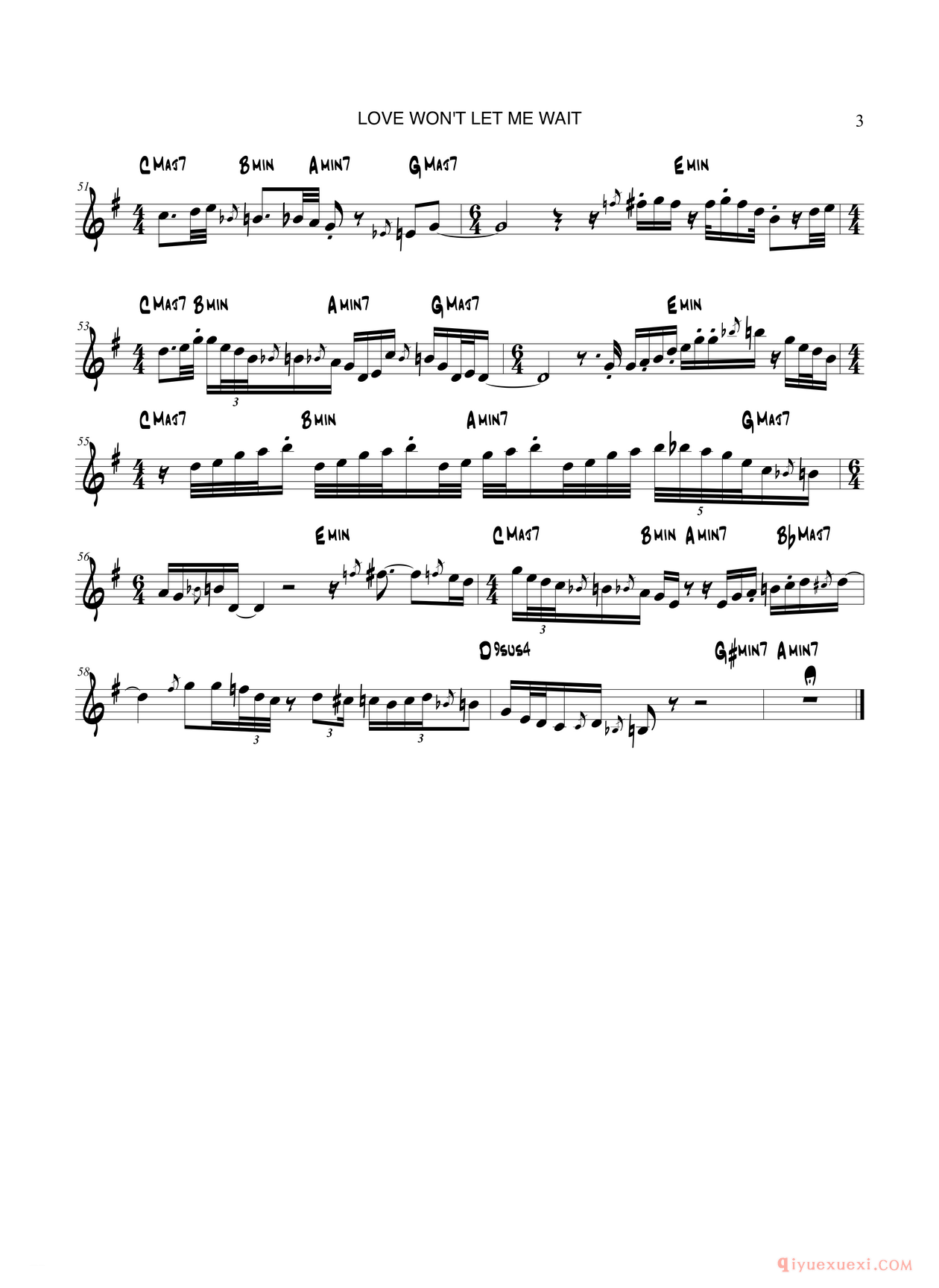 中音萨克斯[Love Wont Let Me Wait]
