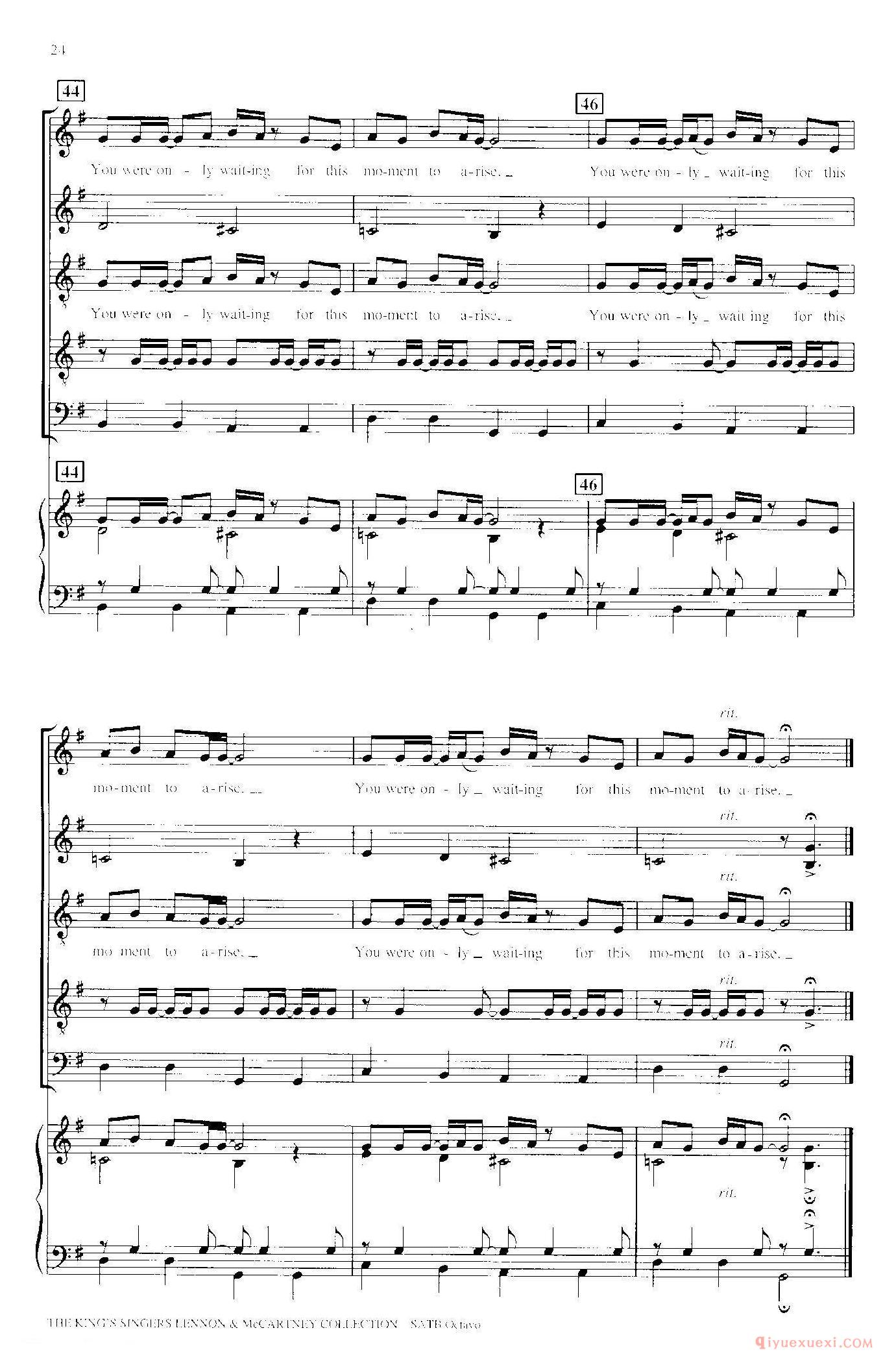 萨克斯谱[Blackbird]四重奏+钢琴伴奏