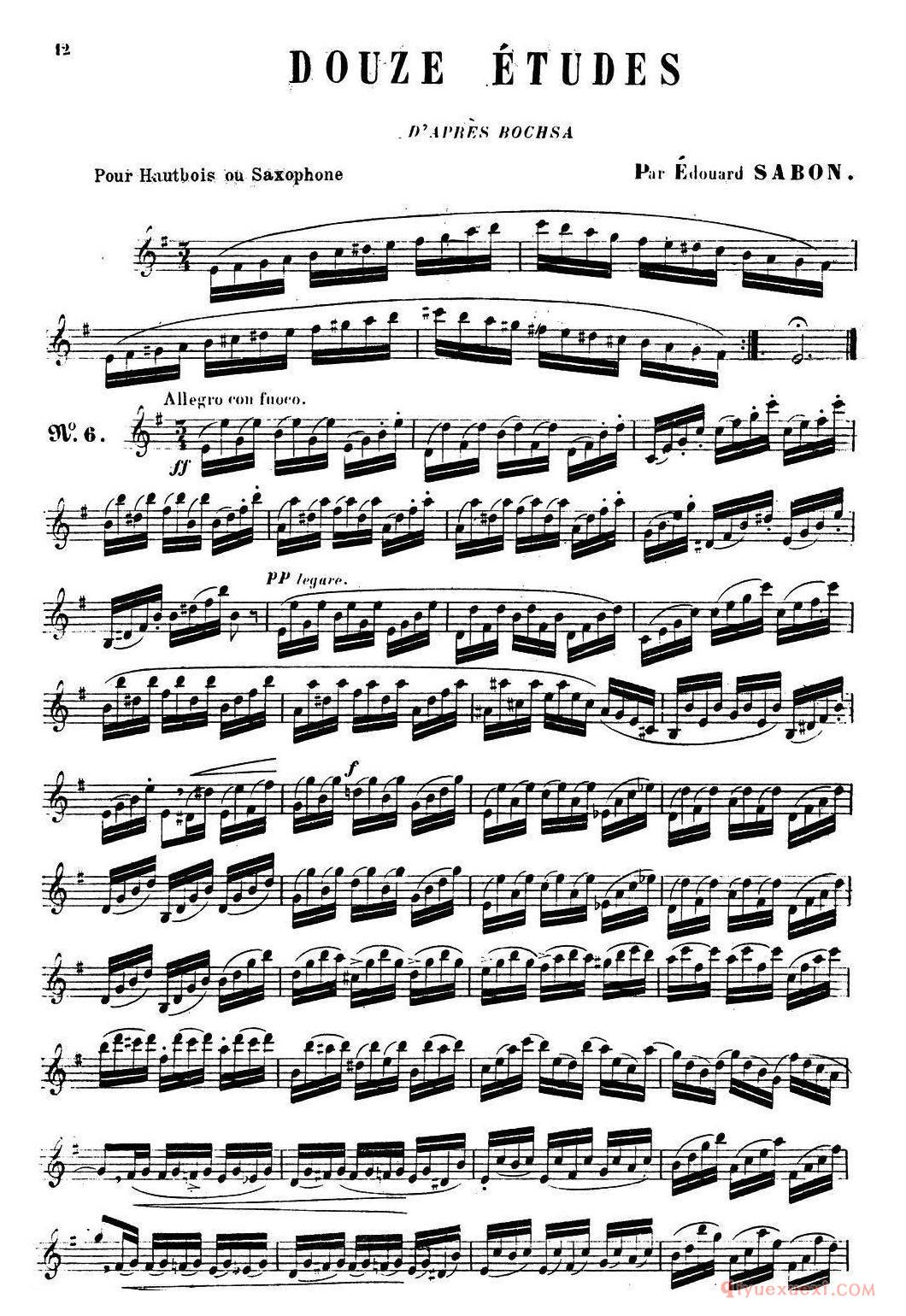 萨克斯练习曲《E.Sabon-12首练习曲》完整版