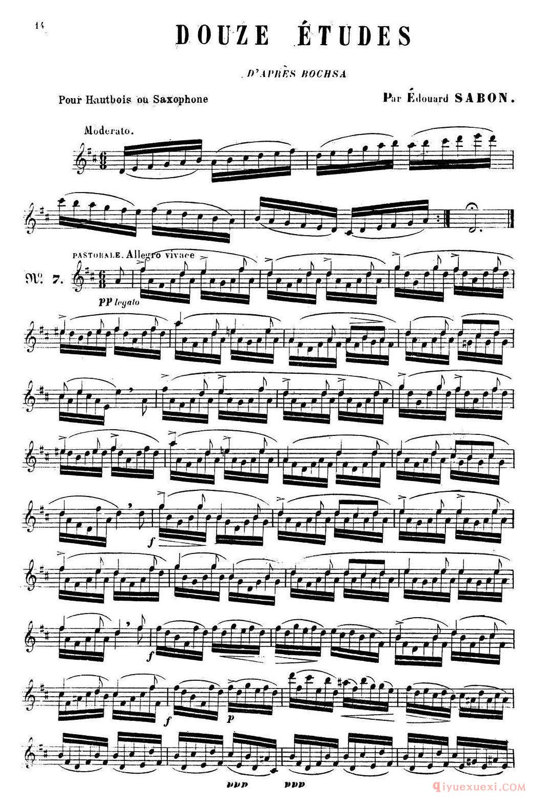 萨克斯练习曲《E.Sabon-12首练习曲》完整版