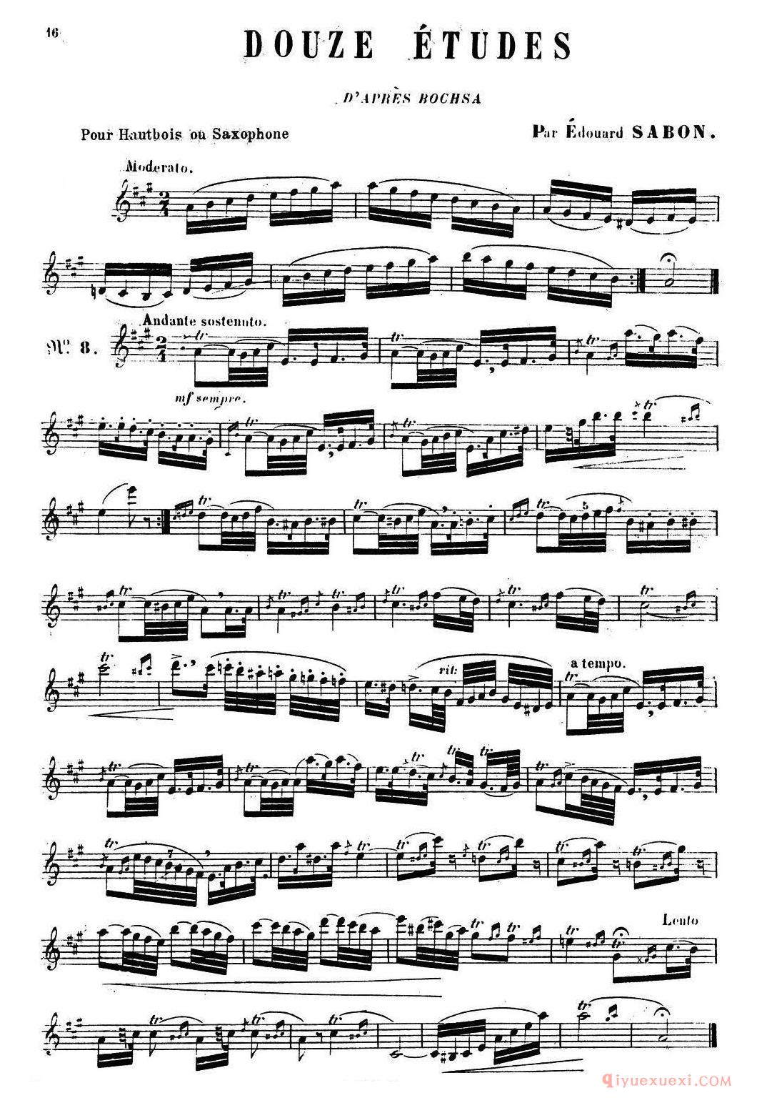 萨克斯练习曲《E.Sabon-12首练习曲》完整版