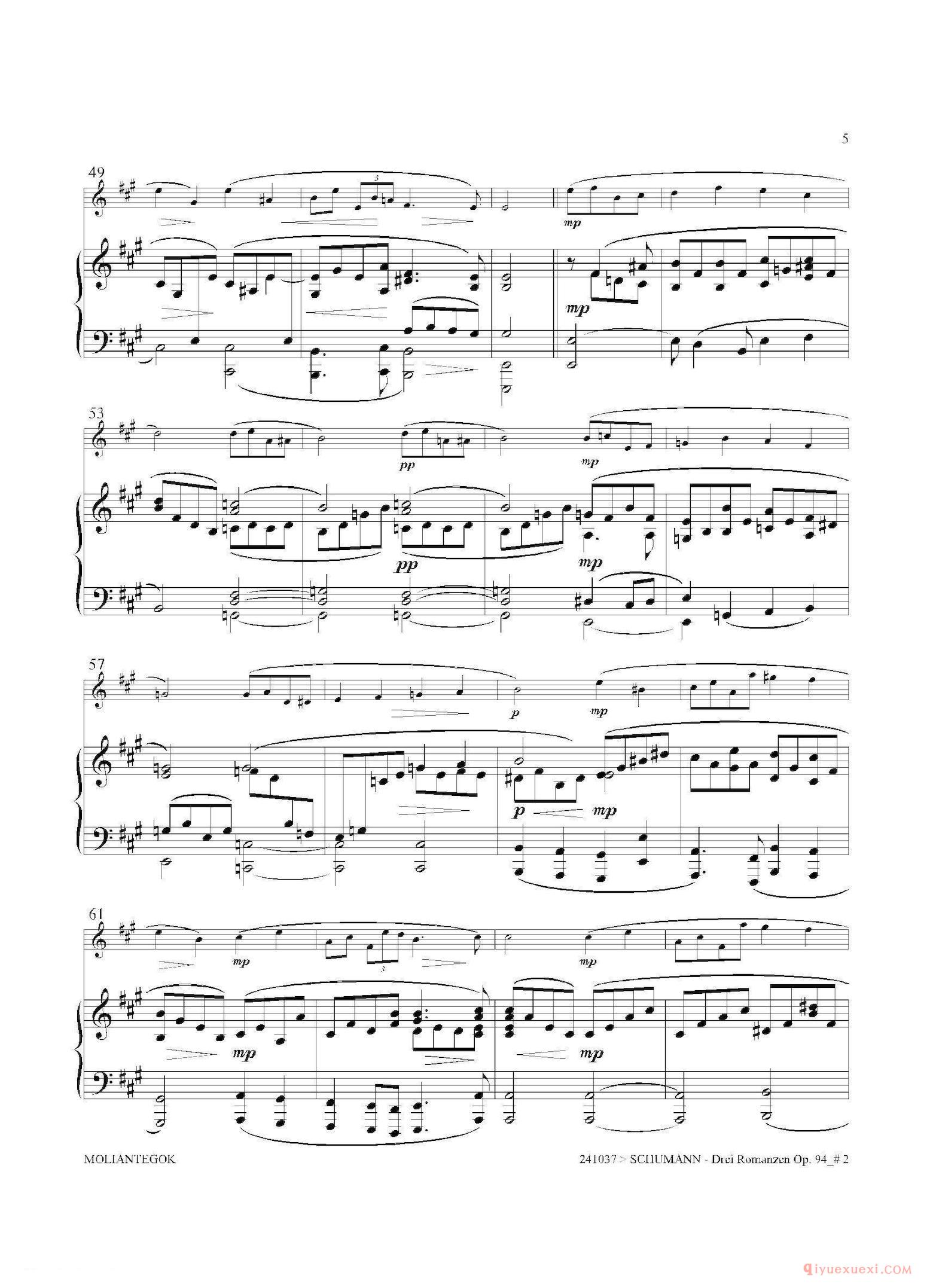 萨克斯谱[三首浪漫曲 Op.94]高音萨克斯+钢琴伴奏