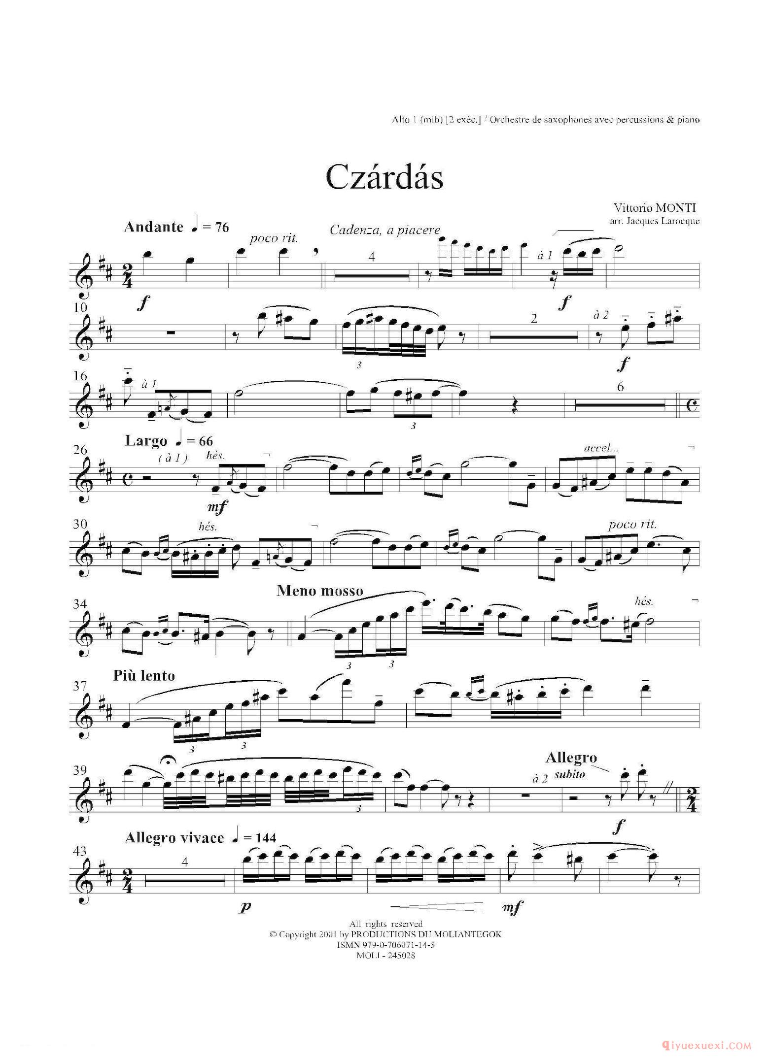 3支中音萨克斯[Czardas 查尔达斯]15重奏