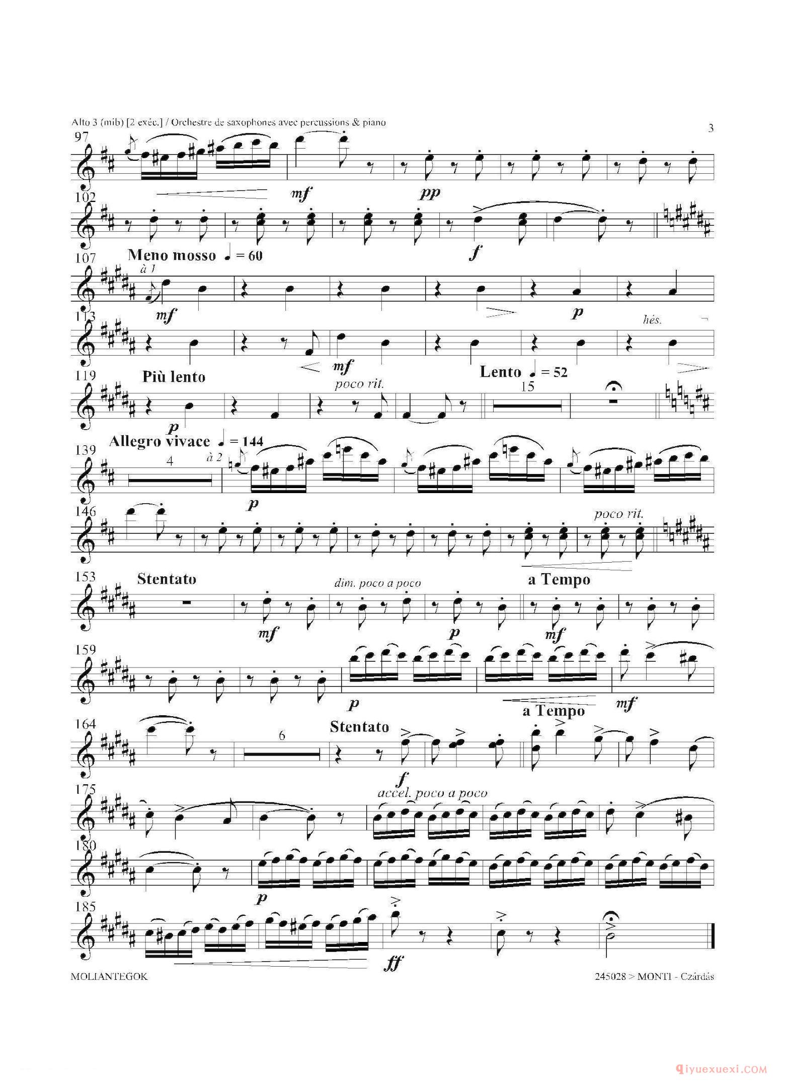3支中音萨克斯[Czardas 查尔达斯]15重奏