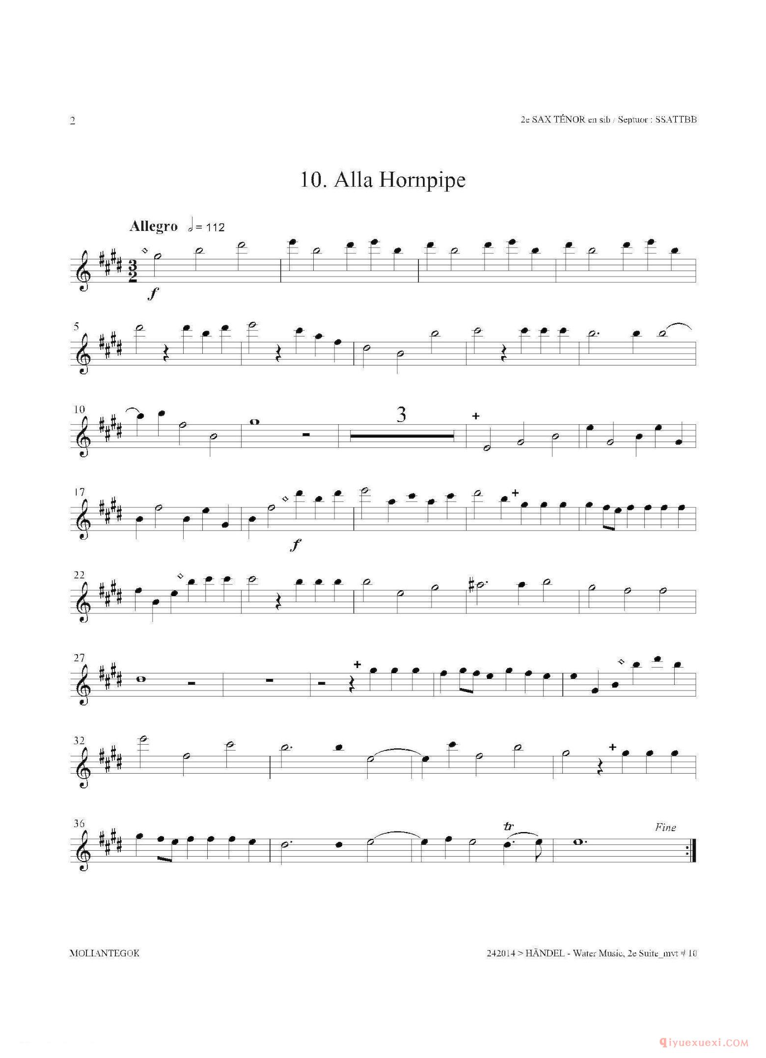 第二次中音萨克斯[Water Music（HWV.349 No.2]
