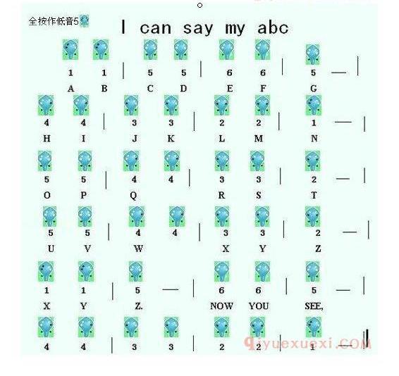 6孔陶笛谱子《I can say my abc》