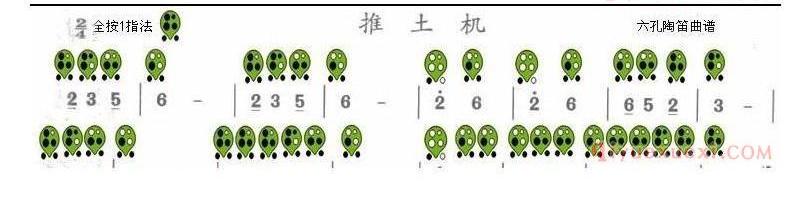 6孔陶笛谱子《推土机》