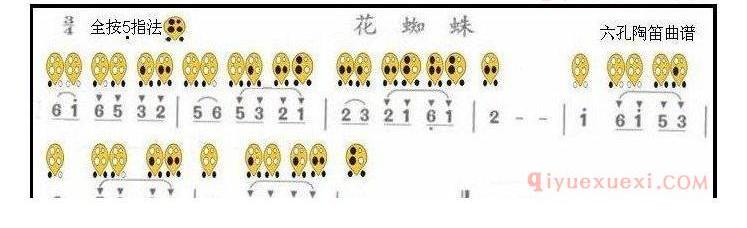 6孔陶笛谱子《花蜘蛛》