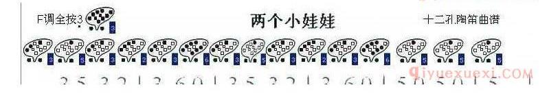12孔陶笛谱子《两个小娃娃》